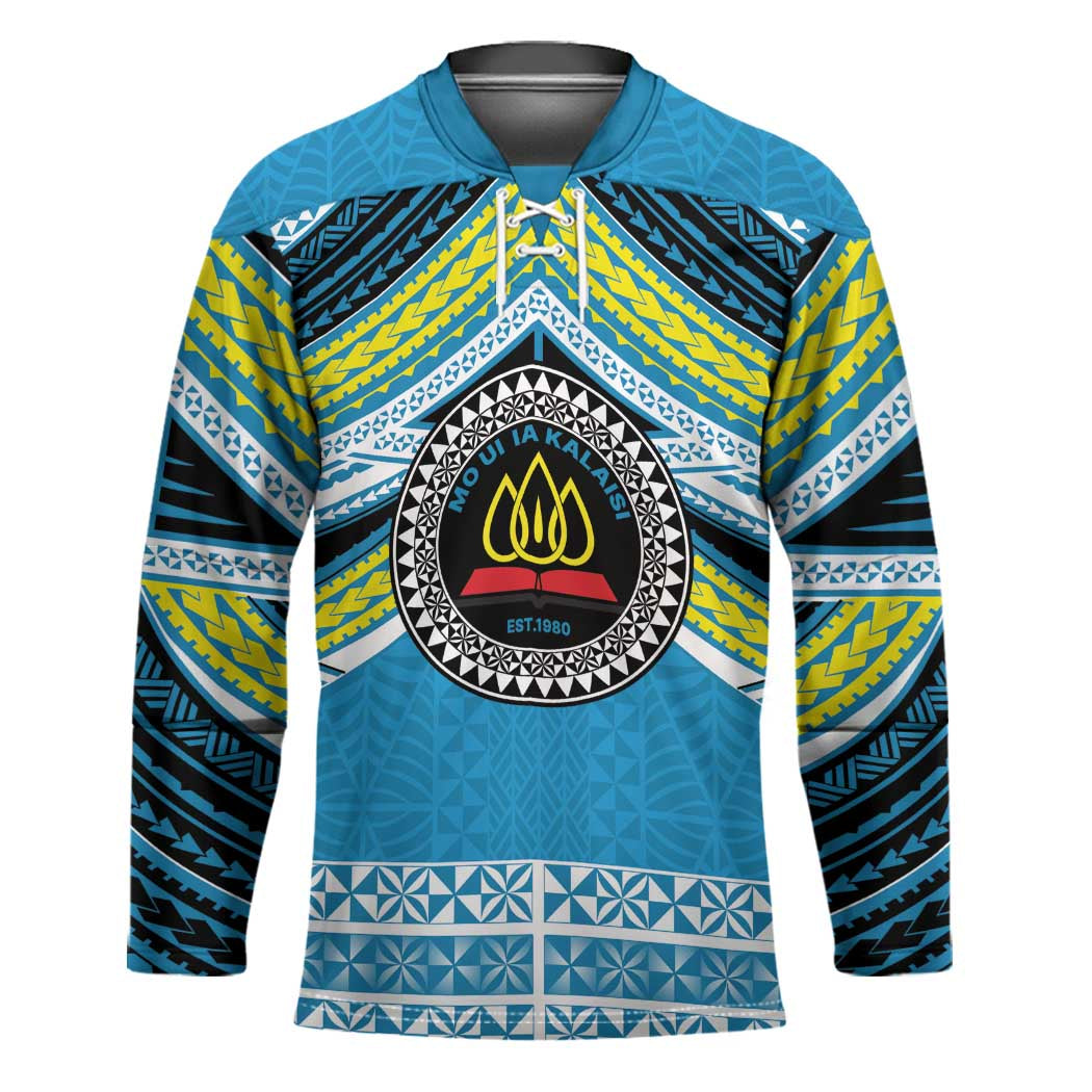 Personalised Tonga Lavengamalie College Hockey Jersey Polynesian Ngatu Tribal LT9 Unisex Blue - Polynesian Pride