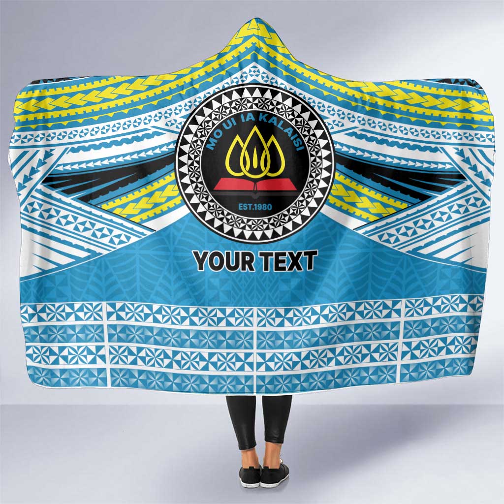 Personalised Tonga Lavengamalie College Hooded Blanket Polynesian Ngatu Tribal LT9 One Size Blue - Polynesian Pride