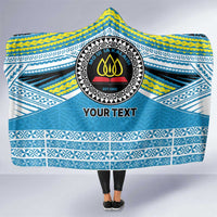 Personalised Tonga Lavengamalie College Hooded Blanket Polynesian Ngatu Tribal LT9 One Size Blue - Polynesian Pride
