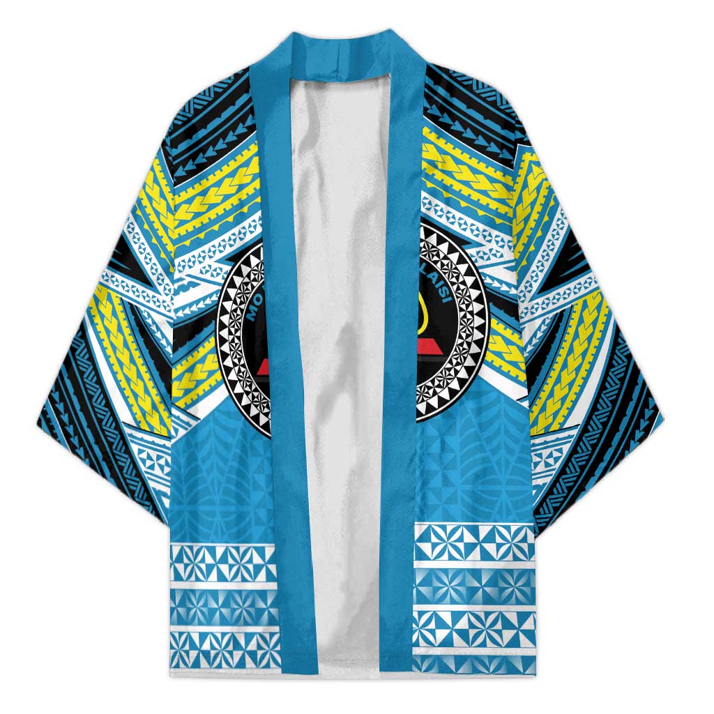 Personalised Tonga Lavengamalie College Kimono Polynesian Ngatu Tribal LT9 Unisex Blue - Polynesian Pride