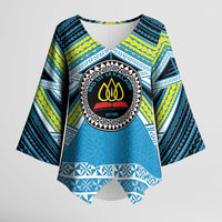 Personalised Tonga Lavengamalie College Kimono Sleeve Blouse Polynesian Ngatu Tribal LT9 Female Blue - Polynesian Pride