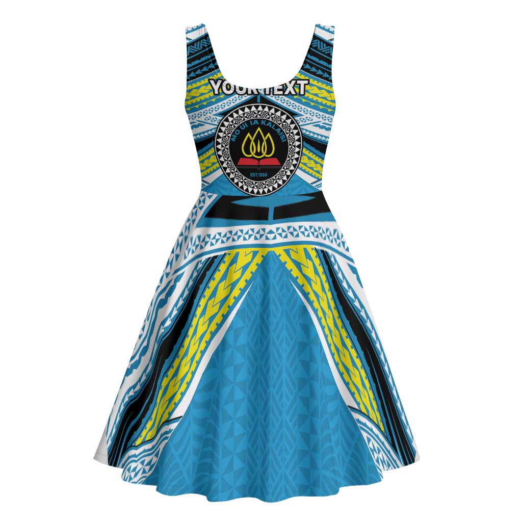 Personalised Tonga Lavengamalie College Midi Dress Polynesian Ngatu Tribal - Polynesian Pride