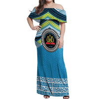 Personalised Tonga Lavengamalie College Off Shoulder Maxi Dress Polynesian Ngatu Tribal