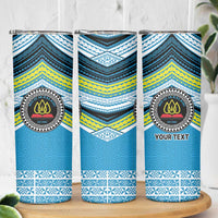 Personalised Tonga Lavengamalie College Skinny Tumbler Polynesian Ngatu Tribal