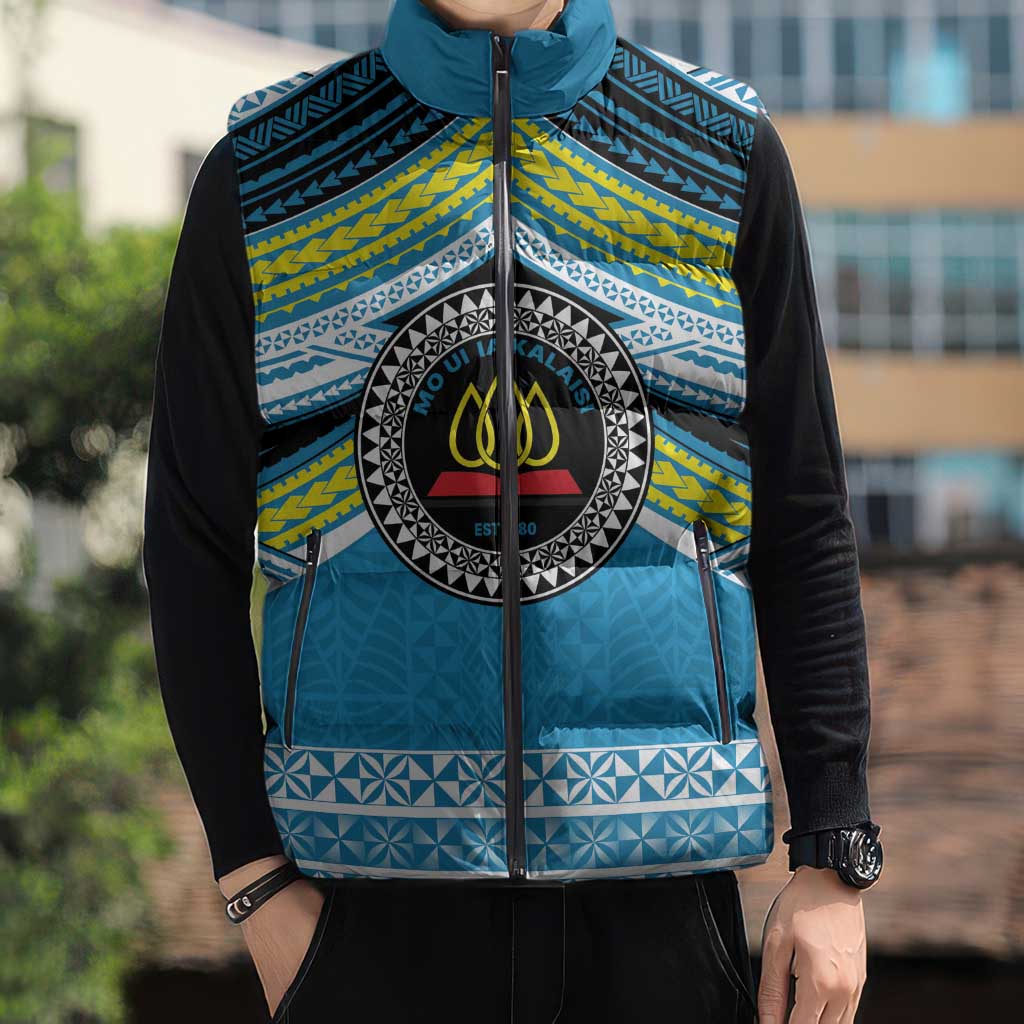 Personalised Tonga Lavengamalie College Sleeveless Puffer Jacket Polynesian Ngatu Tribal LT9 - Polynesian Pride