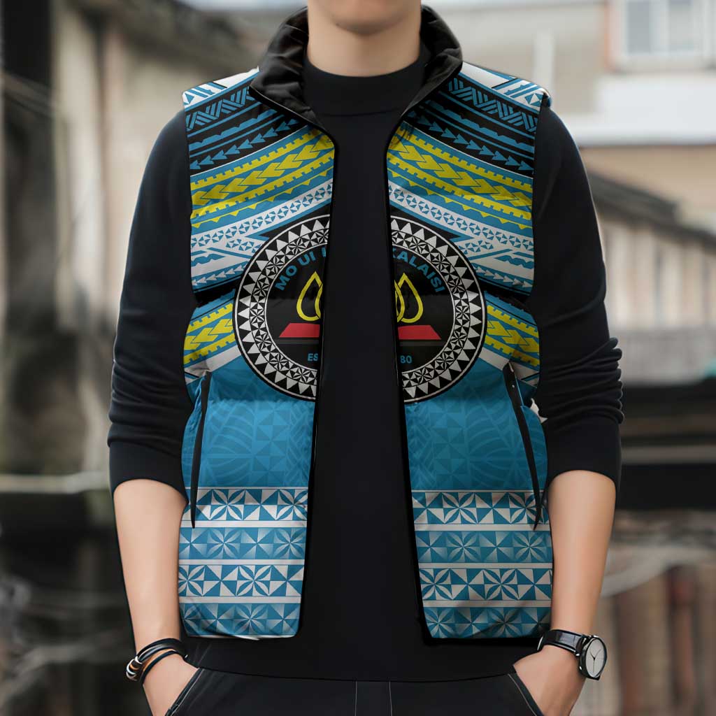 Personalised Tonga Lavengamalie College Sleeveless Puffer Jacket Polynesian Ngatu Tribal LT9 - Polynesian Pride