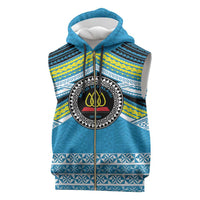 Personalised Tonga Lavengamalie College Sleeveless Zip Hoodie Polynesian Ngatu Tribal - Polynesian Pride