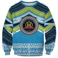 Personalised Tonga Lavengamalie College Sweatshirt Polynesian Ngatu Tribal LT9 Unisex Blue - Polynesian Pride