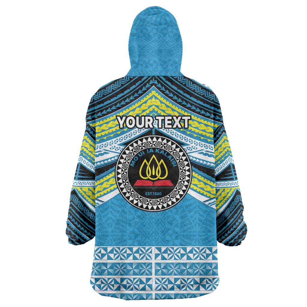 Personalised Tonga Lavengamalie College Wearable Blanket Hoodie Polynesian Ngatu Tribal