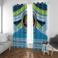 Personalised Tonga Lavengamalie College Window Curtain Polynesian Ngatu Tribal LT9 With Grommets Blue - Polynesian Pride