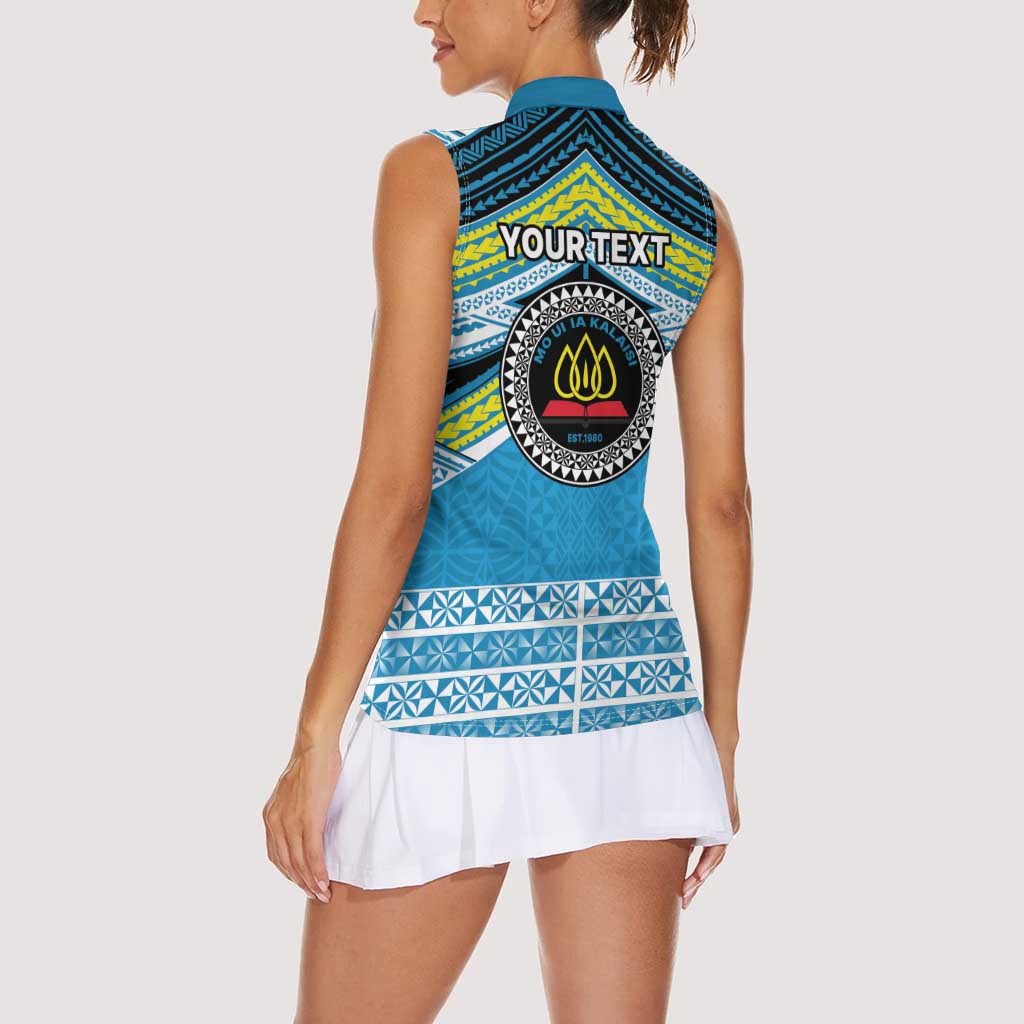 Personalised Tonga Lavengamalie College Women Sleeveless Polo Shirt Polynesian Ngatu Tribal