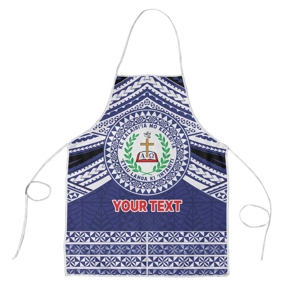 Personalised Tonga Sia'atoutai Theological College Apron Polynesian Ngatu Tribal LT9 Blue - Polynesian Pride