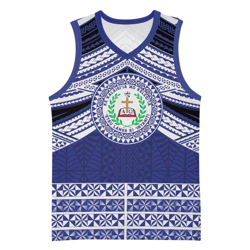 Personalised Tonga Sia'atoutai Theological College Basketball Jersey Polynesian Ngatu Tribal LT9 Unisex Blue - Polynesian Pride