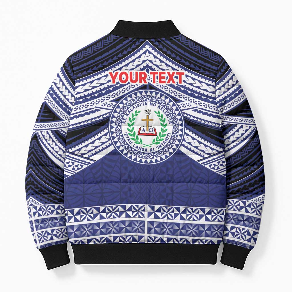 Personalised Tonga Sia'atoutai Theological College Bomber Puffer Jacket Polynesian Ngatu Tribal LT9 - Polynesian Pride