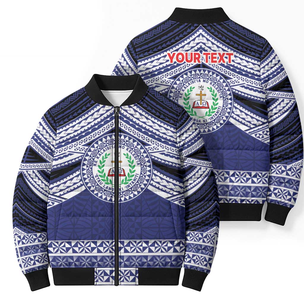 Personalised Tonga Sia'atoutai Theological College Bomber Puffer Jacket Polynesian Ngatu Tribal LT9 - Polynesian Pride