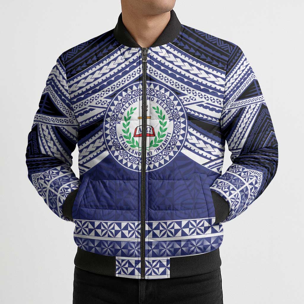 Personalised Tonga Sia'atoutai Theological College Bomber Puffer Jacket Polynesian Ngatu Tribal LT9 - Polynesian Pride