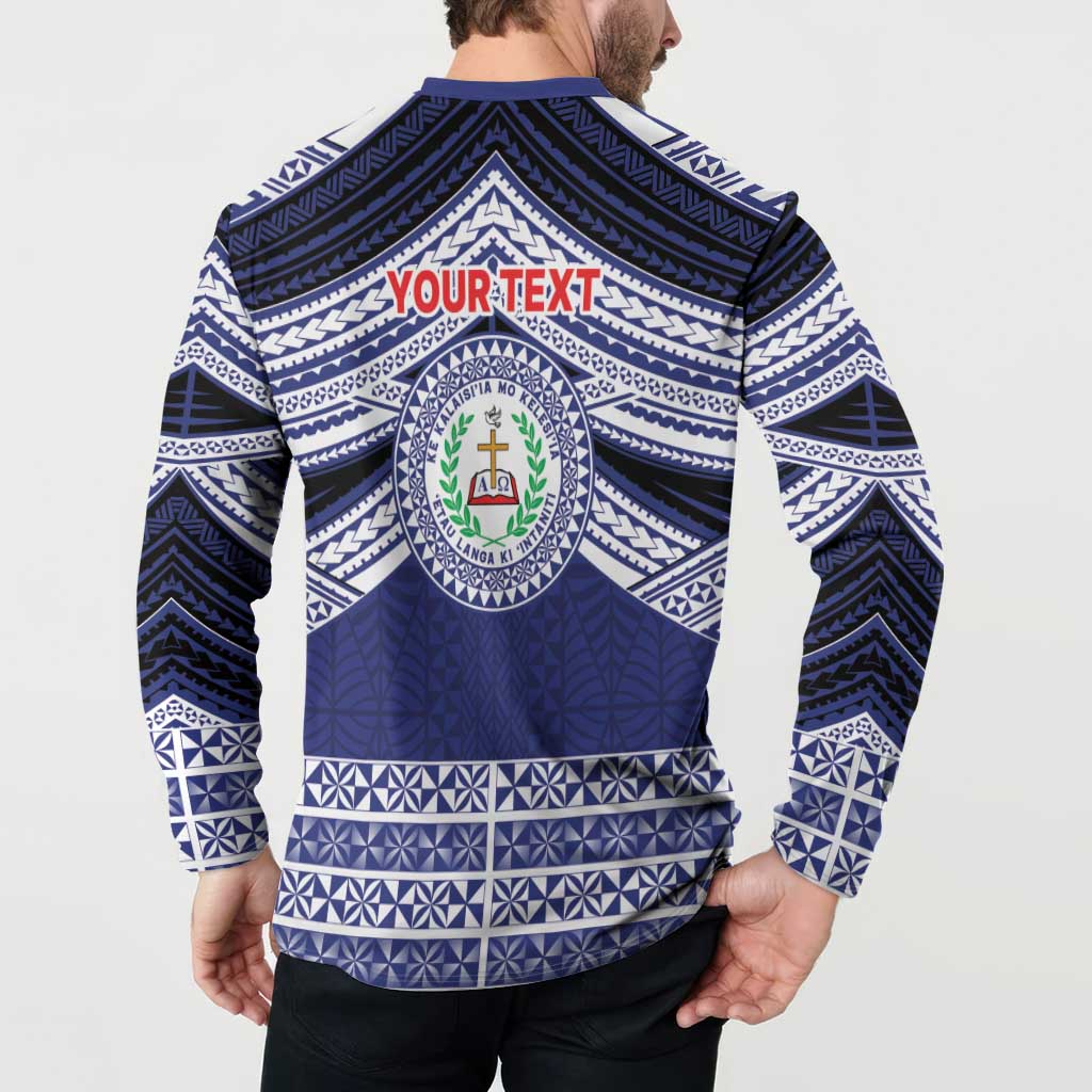 Personalised Tonga Sia'atoutai Theological College Button Sweatshirt Polynesian Ngatu Tribal LT9 - Polynesian Pride