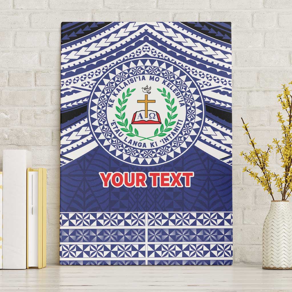 Personalised Tonga Sia'atoutai Theological College Canvas Wall Art Polynesian Ngatu Tribal LT9 Without Frame Blue - Polynesian Pride