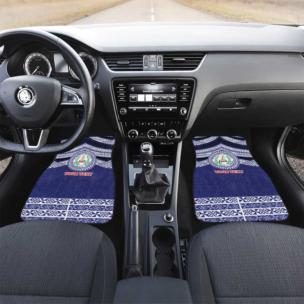 Personalised Tonga Sia'atoutai Theological College Car Mats Polynesian Ngatu Tribal LT9 Set 2pcs - Front Blue - Polynesian Pride