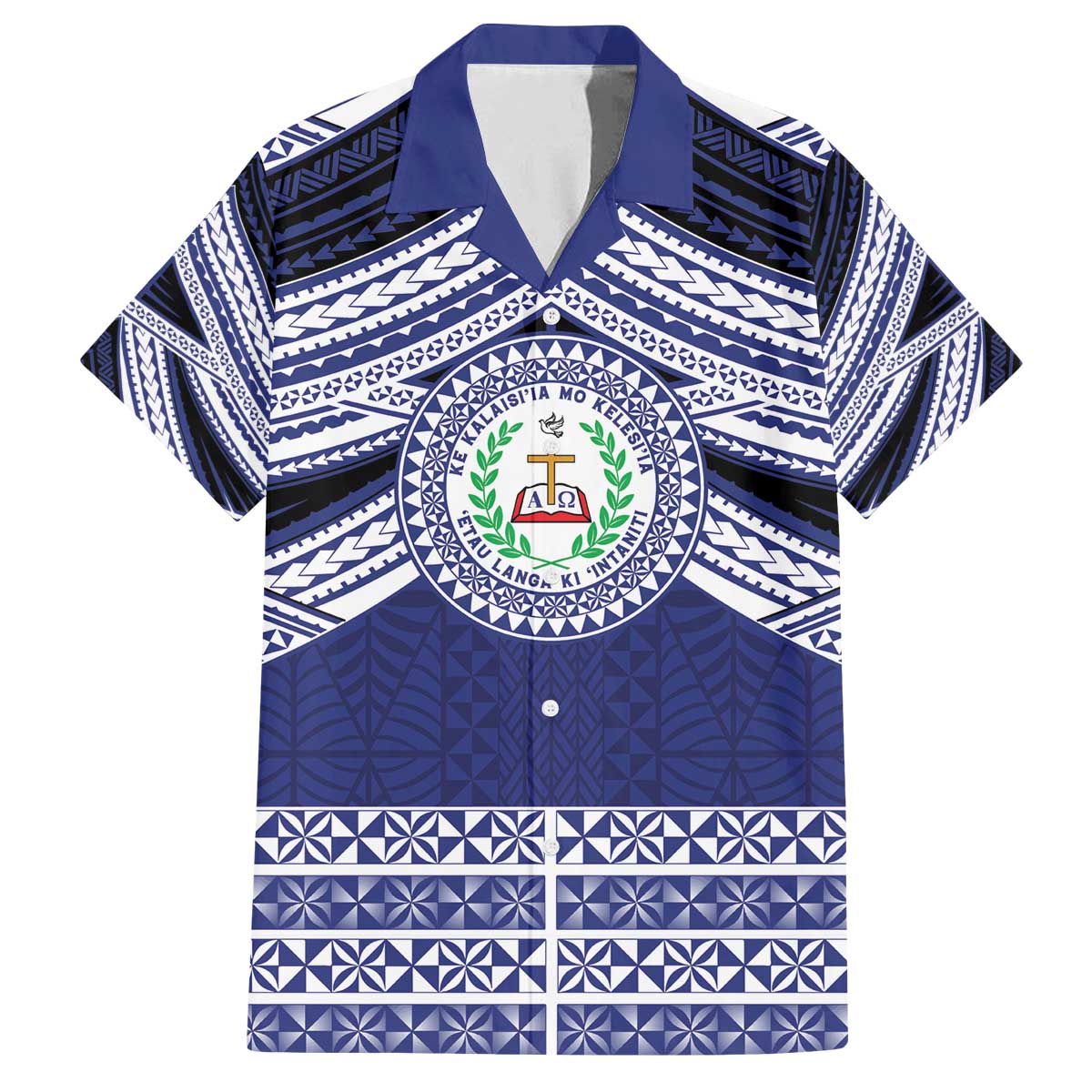 Personalised Tonga Sia'atoutai Theological College Family Matching Off The Shoulder Long Sleeve Dress and Hawaiian Shirt Polynesian Ngatu Tribal