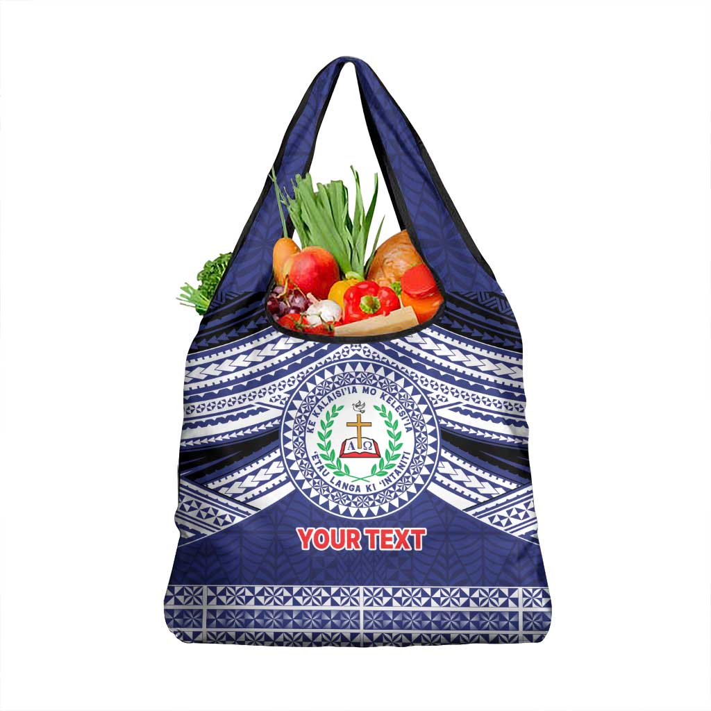 Personalised Tonga Sia'atoutai Theological College Grocery Bag Polynesian Ngatu Tribal LT9 1-pack One Size Blue - Polynesian Pride