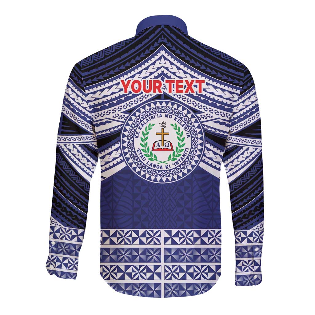 Personalised Tonga Sia'atoutai Theological College Long Sleeve Button Shirt Polynesian Ngatu Tribal LT9 - Polynesian Pride