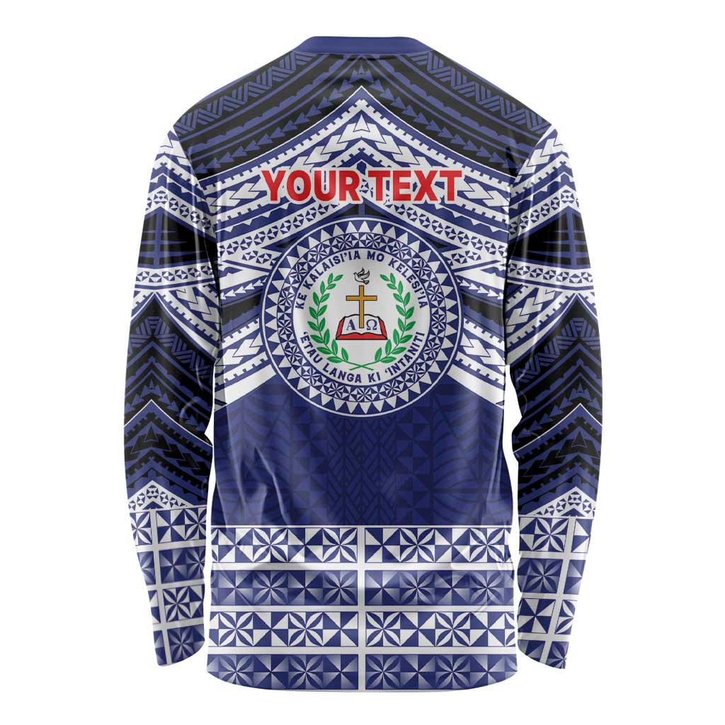 Personalised Tonga Sia'atoutai Theological College Long Sleeve Shirt Polynesian Ngatu Tribal LT9 - Polynesian Pride