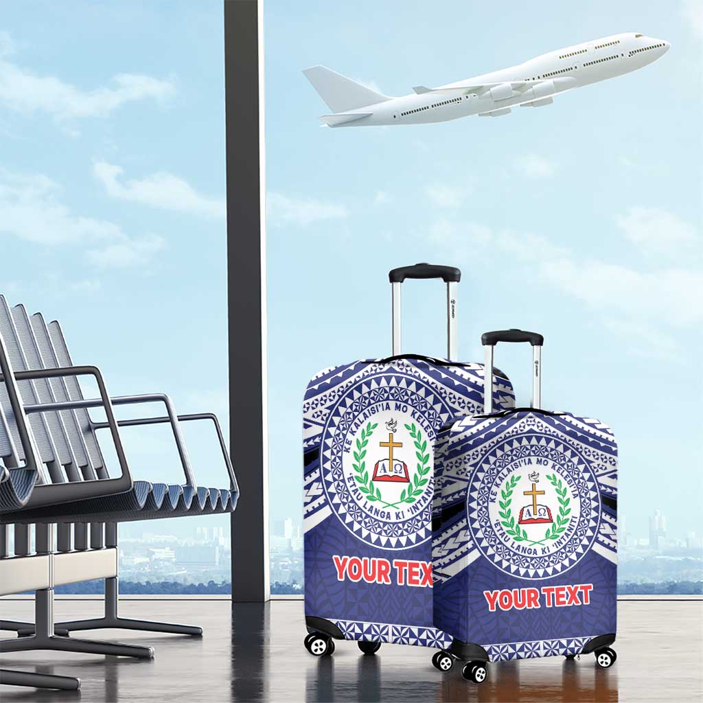 Personalised Tonga Sia'atoutai Theological College Luggage Cover Polynesian Ngatu Tribal