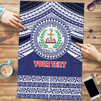 Personalised Tonga Sia'atoutai Theological College Puzzle Polynesian Ngatu Tribal LT9 Blue - Polynesian Pride