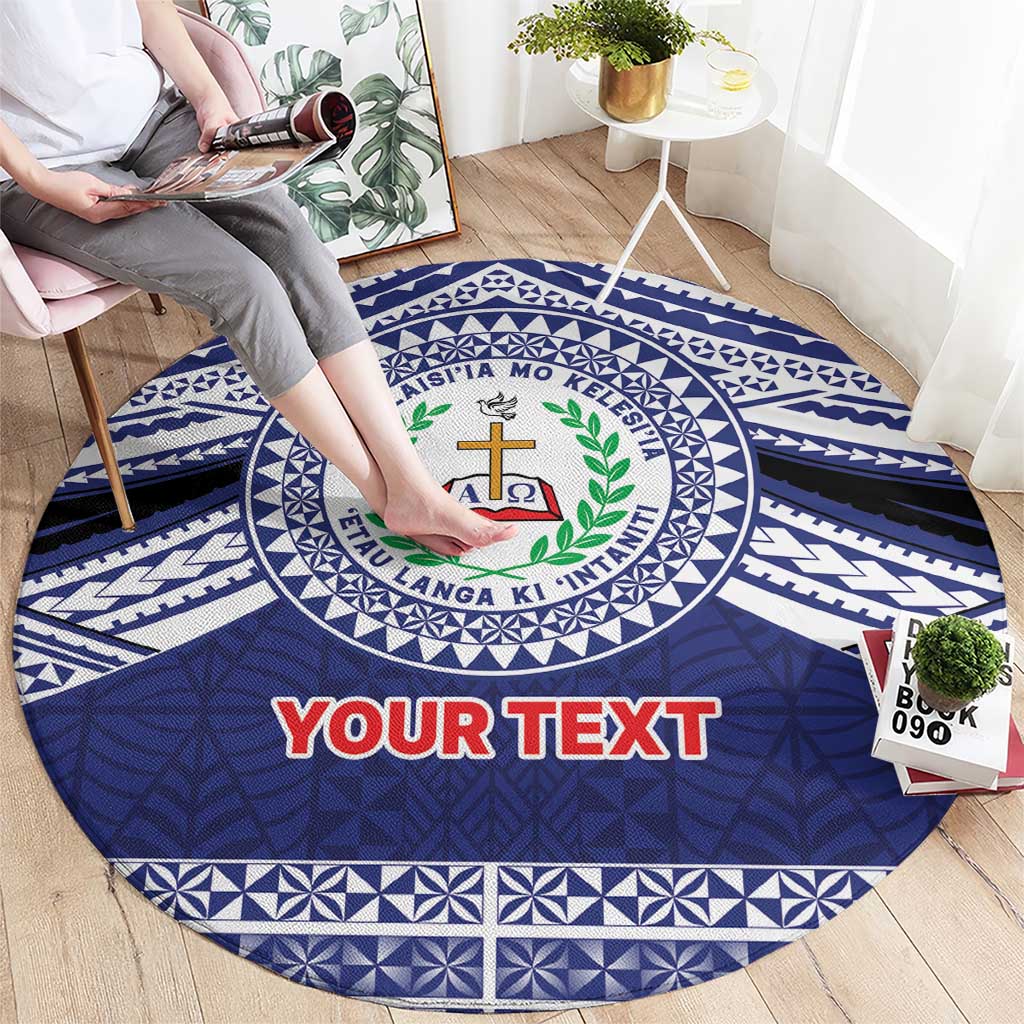 Personalised Tonga Sia'atoutai Theological College Round Carpet Polynesian Ngatu Tribal