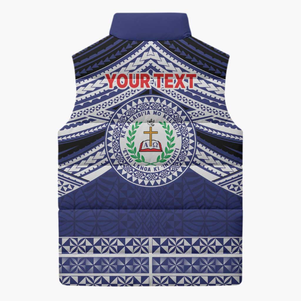 Personalised Tonga Sia'atoutai Theological College Sleeveless Puffer Jacket Polynesian Ngatu Tribal LT9 - Polynesian Pride