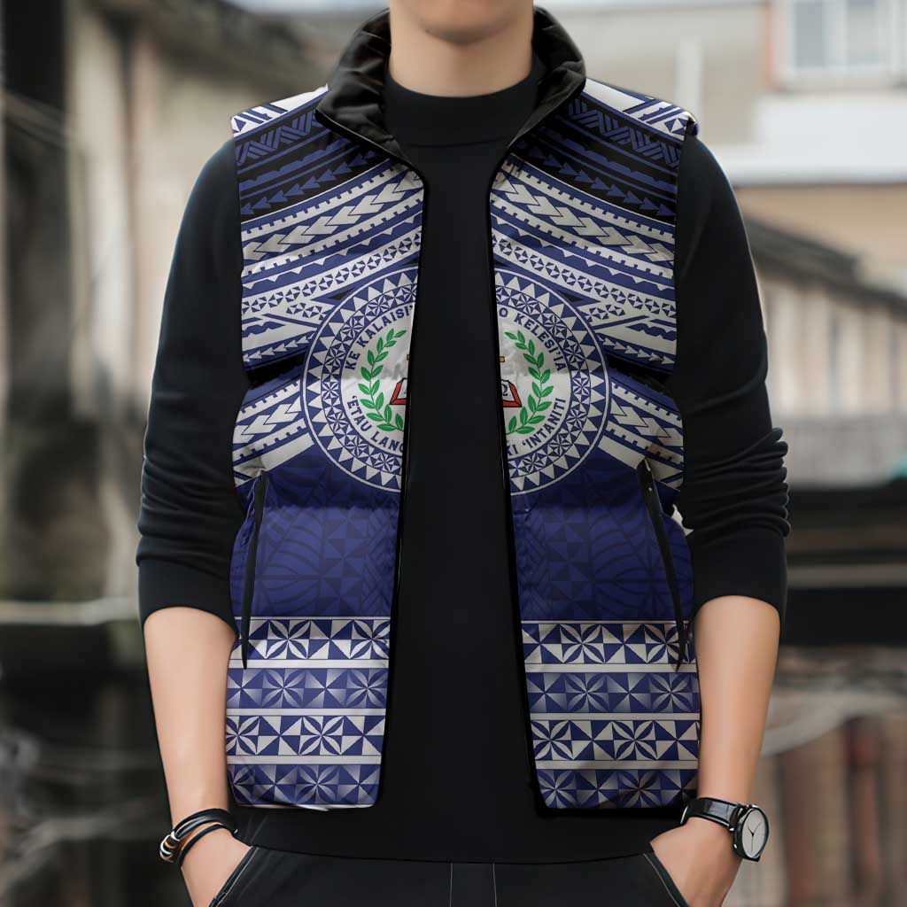 Personalised Tonga Sia'atoutai Theological College Sleeveless Puffer Jacket Polynesian Ngatu Tribal LT9 - Polynesian Pride