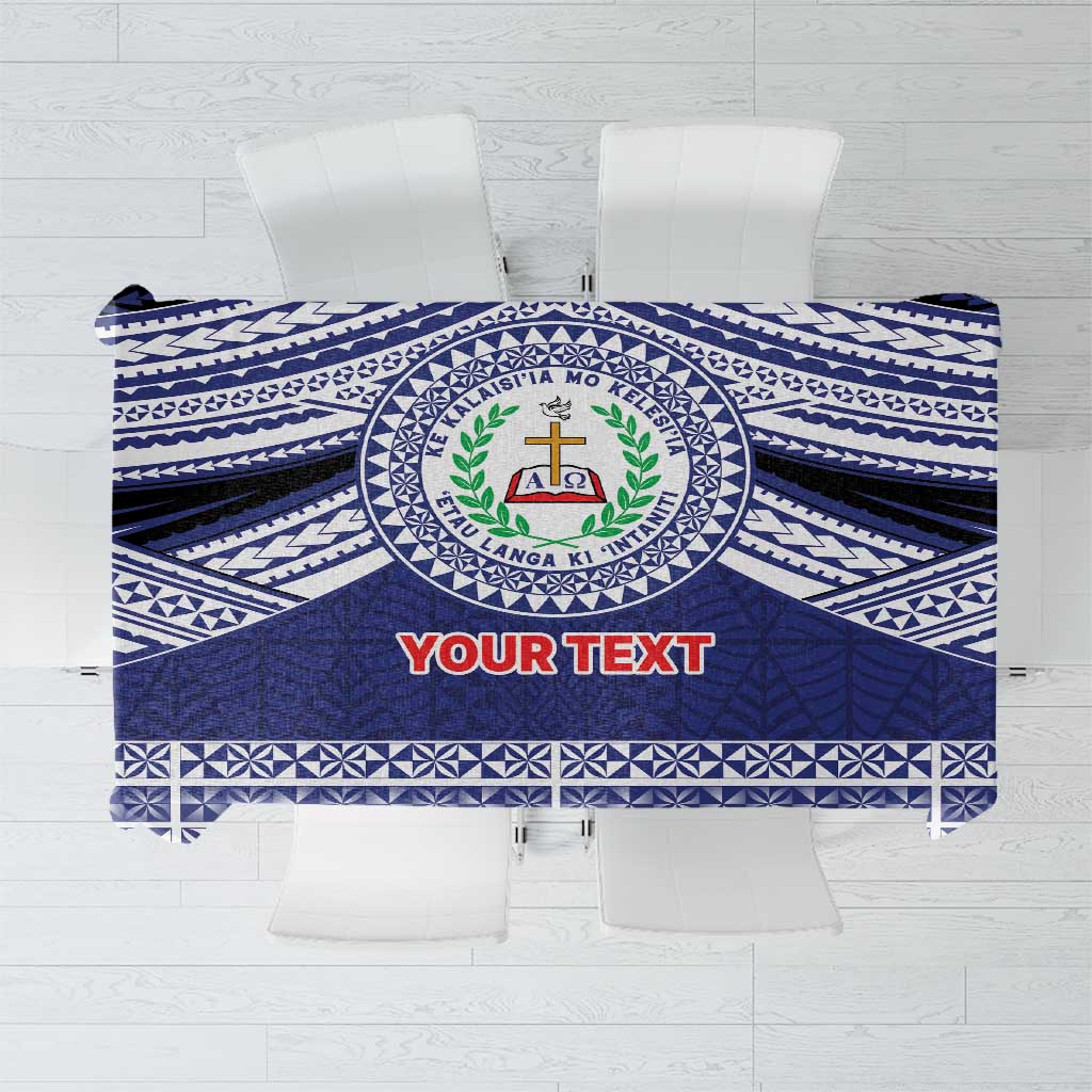 Personalised Tonga Sia'atoutai Theological College Tablecloth Polynesian Ngatu Tribal LT9 Blue - Polynesian Pride