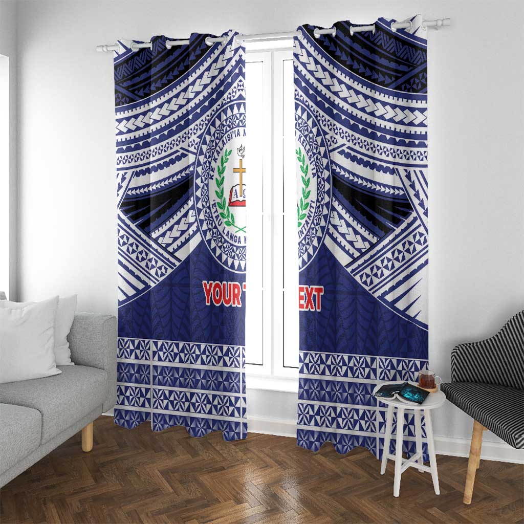 Personalised Tonga Sia'atoutai Theological College Window Curtain Polynesian Ngatu Tribal LT9 With Grommets Blue - Polynesian Pride