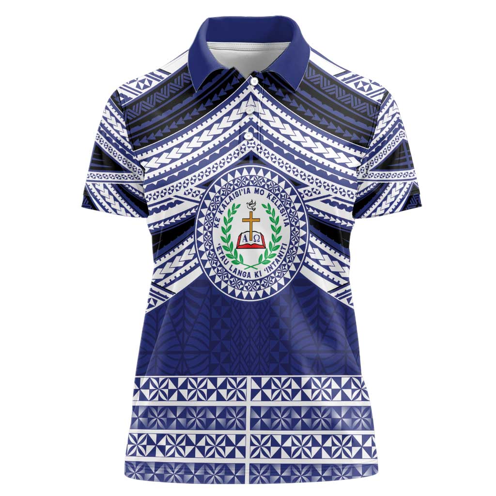 Personalised Tonga Sia'atoutai Theological College Women Polo Shirt Polynesian Ngatu Tribal