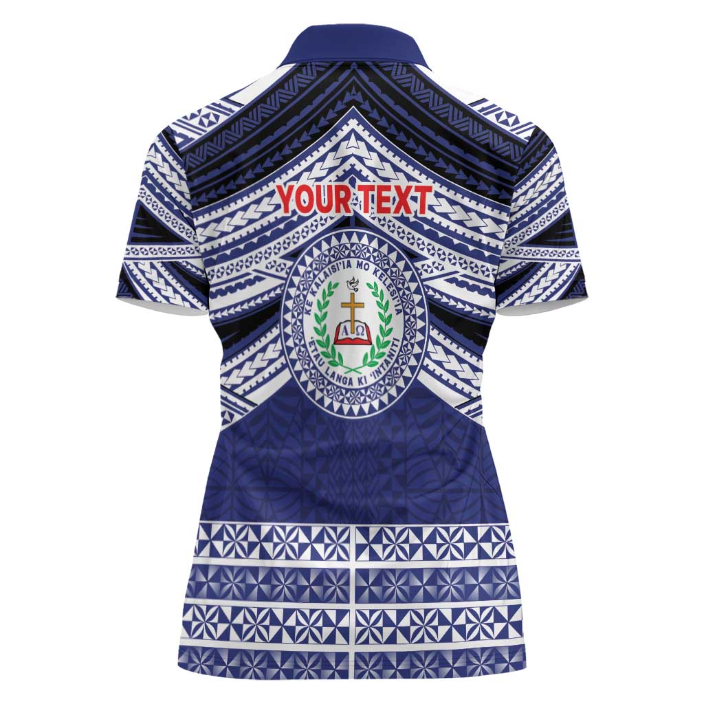 Personalised Tonga Sia'atoutai Theological College Women Polo Shirt Polynesian Ngatu Tribal