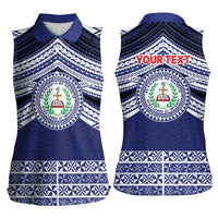 Personalised Tonga Sia'atoutai Theological College Women Sleeveless Polo Shirt Polynesian Ngatu Tribal