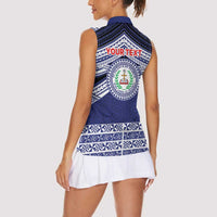 Personalised Tonga Sia'atoutai Theological College Women Sleeveless Polo Shirt Polynesian Ngatu Tribal