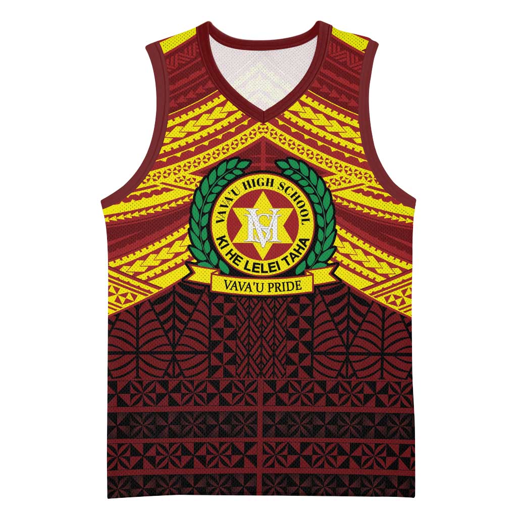 Personalised Tonga Vava'u High School Basketball Jersey Polynesian Ngatu Tribal LT9 Unisex Red - Polynesian Pride
