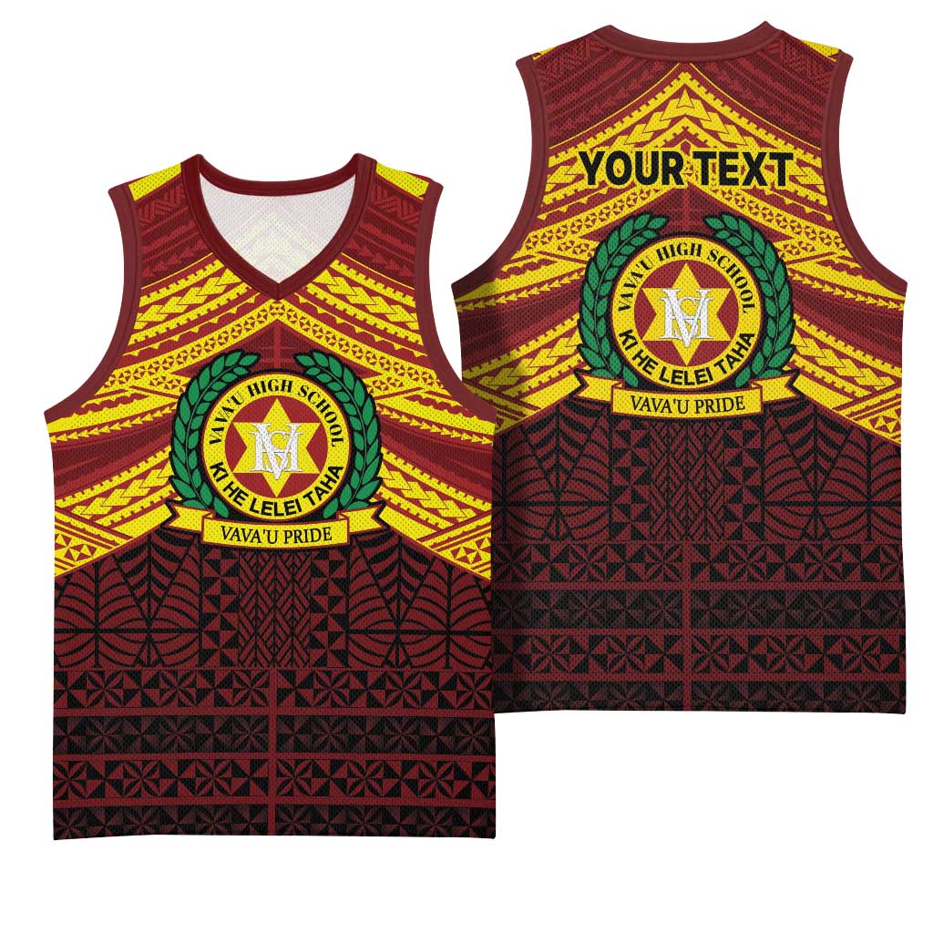 Personalised Tonga Vava'u High School Basketball Jersey Polynesian Ngatu Tribal LT9 - Polynesian Pride