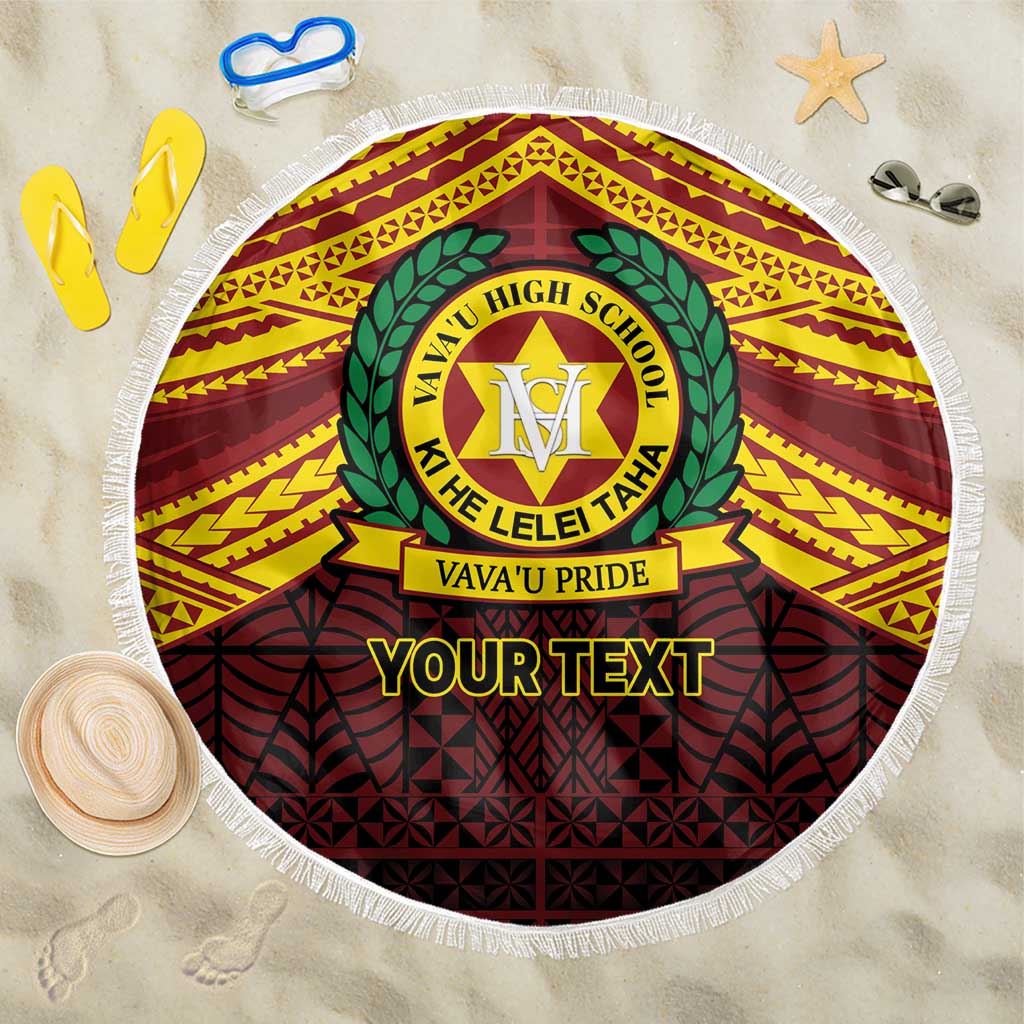 Personalised Tonga Vava'u High School Beach Blanket Polynesian Ngatu Tribal LT9 One Size 150cm Red - Polynesian Pride