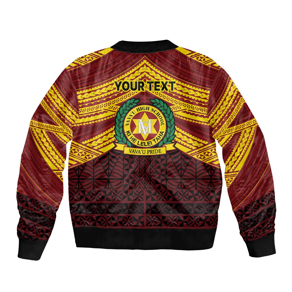 Personalised Tonga Vava'u High School Bomber Jacket Polynesian Ngatu Tribal