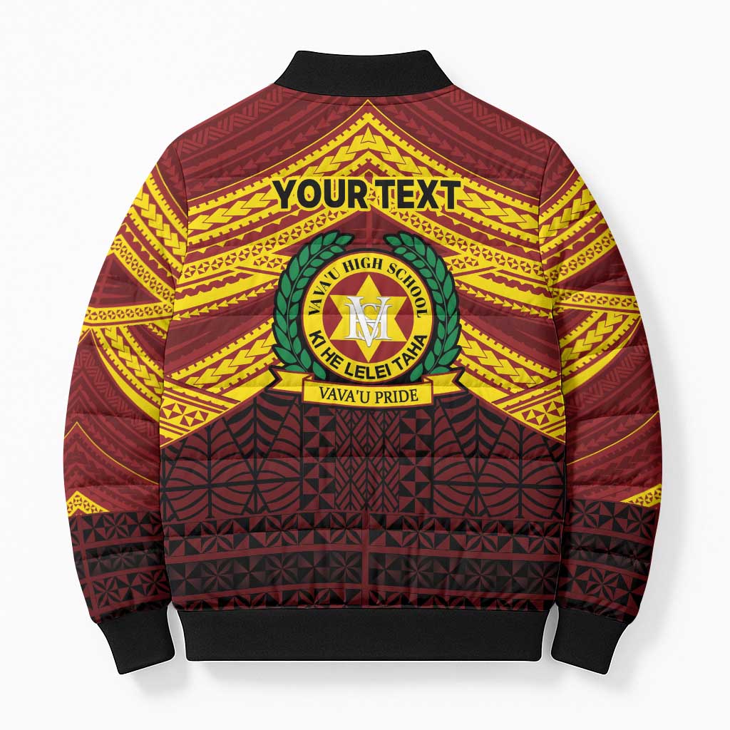 Personalised Tonga Vava'u High School Bomber Puffer Jacket Polynesian Ngatu Tribal LT9 - Polynesian Pride