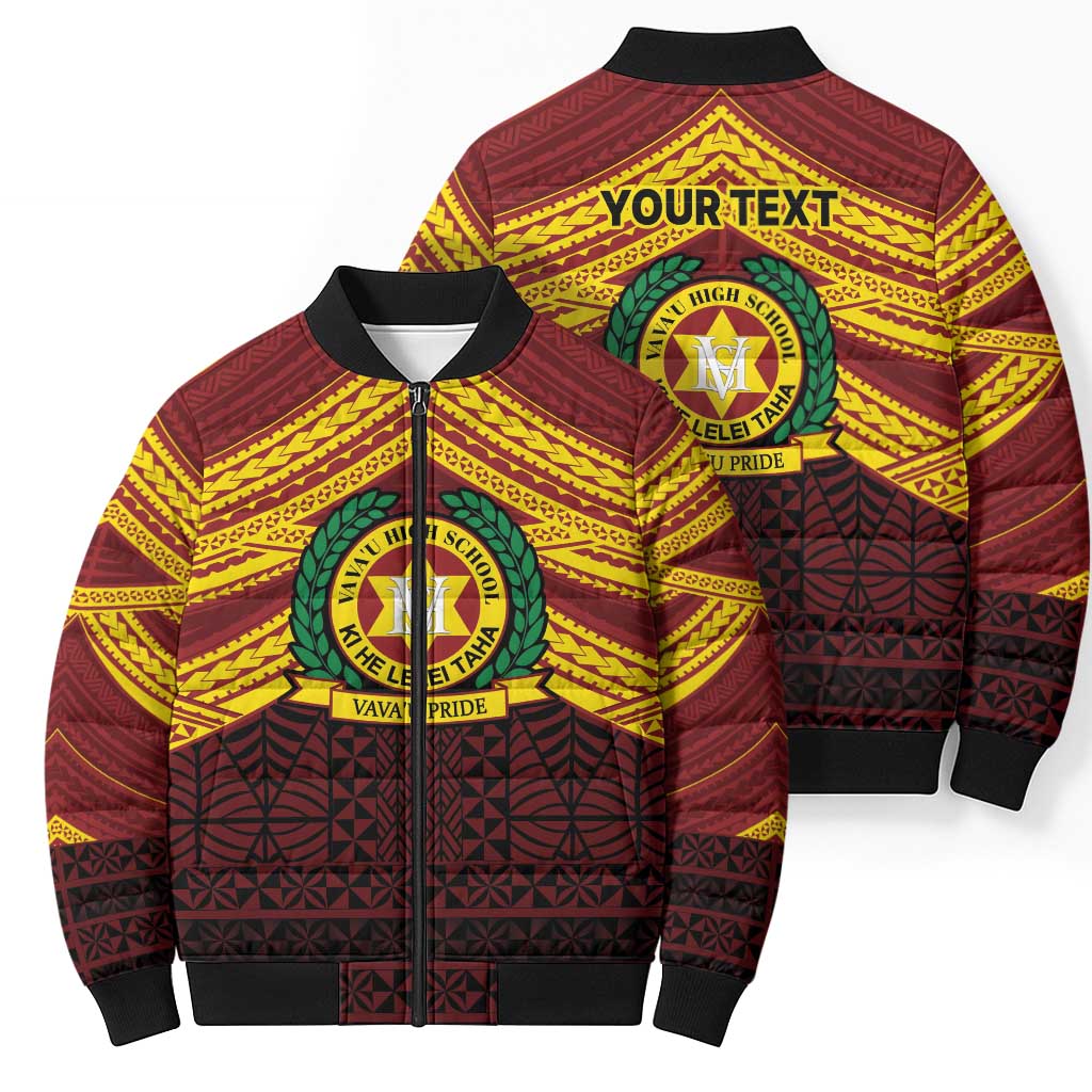 Personalised Tonga Vava'u High School Bomber Puffer Jacket Polynesian Ngatu Tribal LT9 - Polynesian Pride