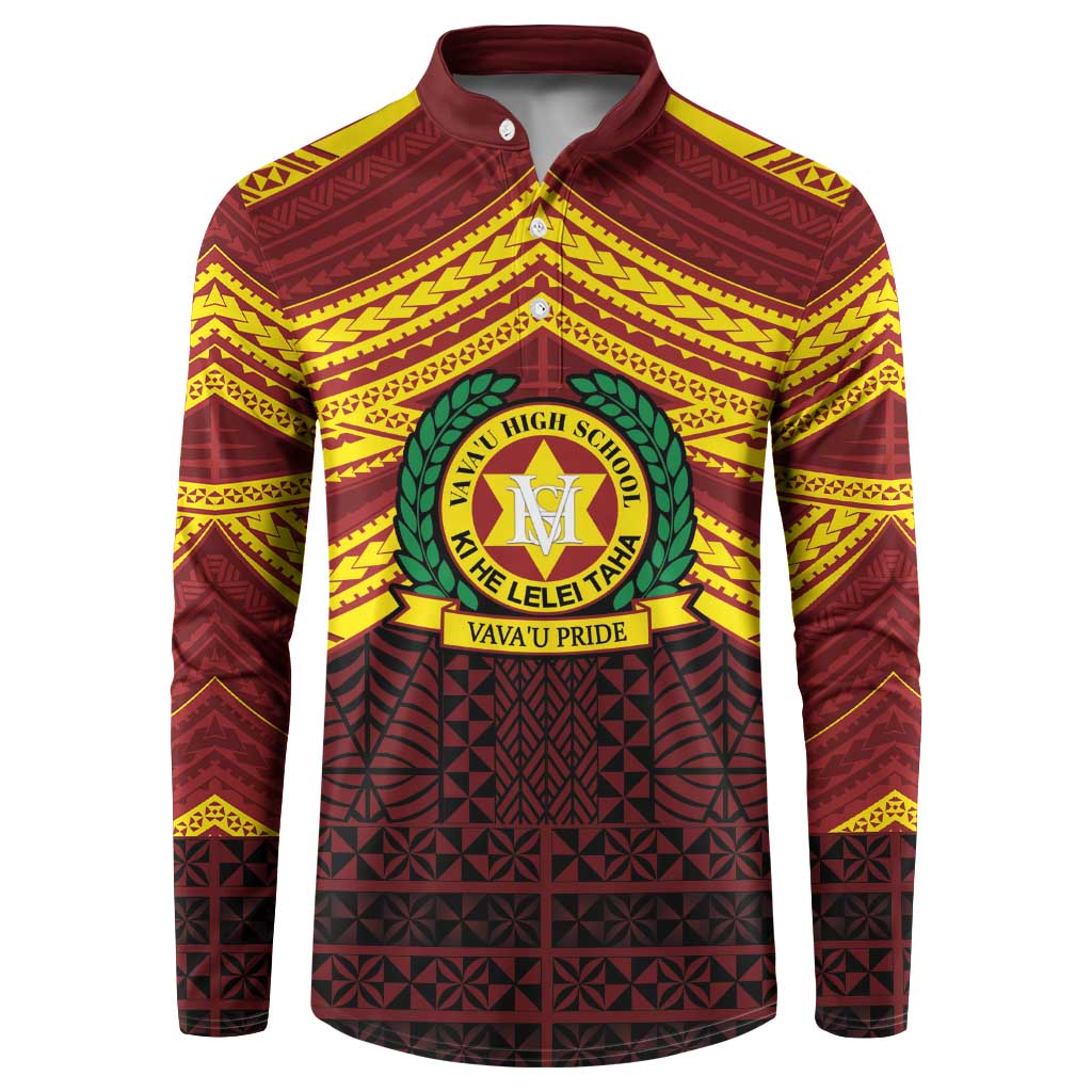 Personalised Tonga Vava'u High School Button Sweatshirt Polynesian Ngatu Tribal LT9 Red - Polynesian Pride