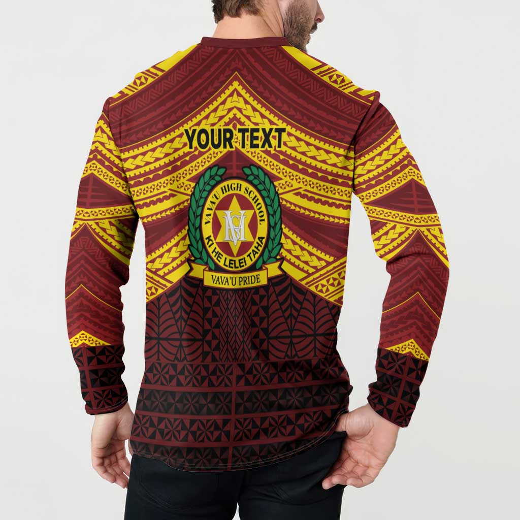 Personalised Tonga Vava'u High School Button Sweatshirt Polynesian Ngatu Tribal LT9 - Polynesian Pride
