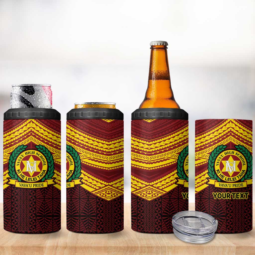 Personalised Tonga Vava'u High School 4 in 1 Can Cooler Tumbler Polynesian Ngatu Tribal LT9 - Polynesian Pride