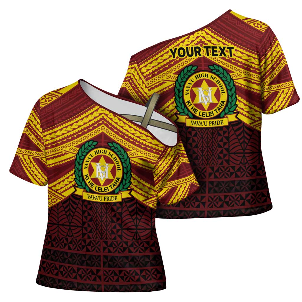 Personalised Tonga Vava'u High School Cross Shoulder Shirt Polynesian Ngatu Tribal LT9 - Polynesian Pride