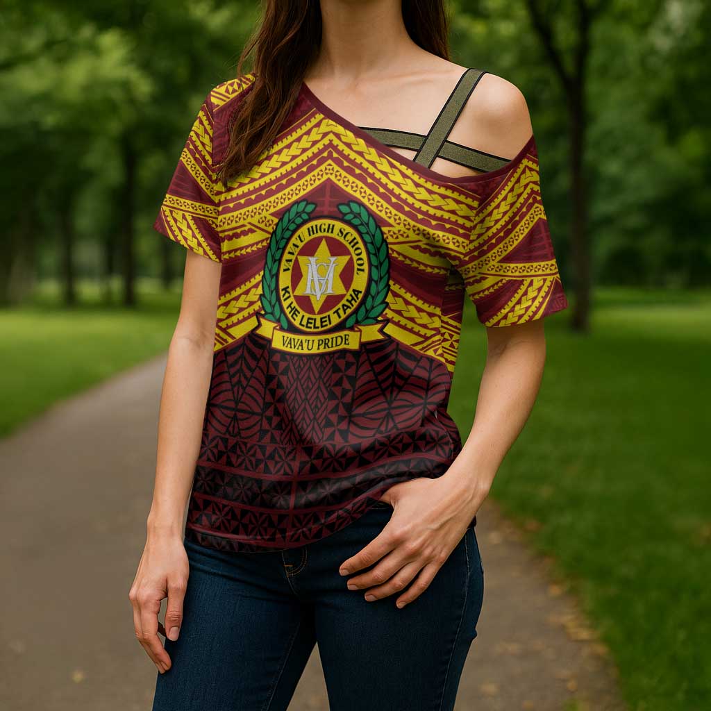 Personalised Tonga Vava'u High School Cross Shoulder Shirt Polynesian Ngatu Tribal LT9 - Polynesian Pride