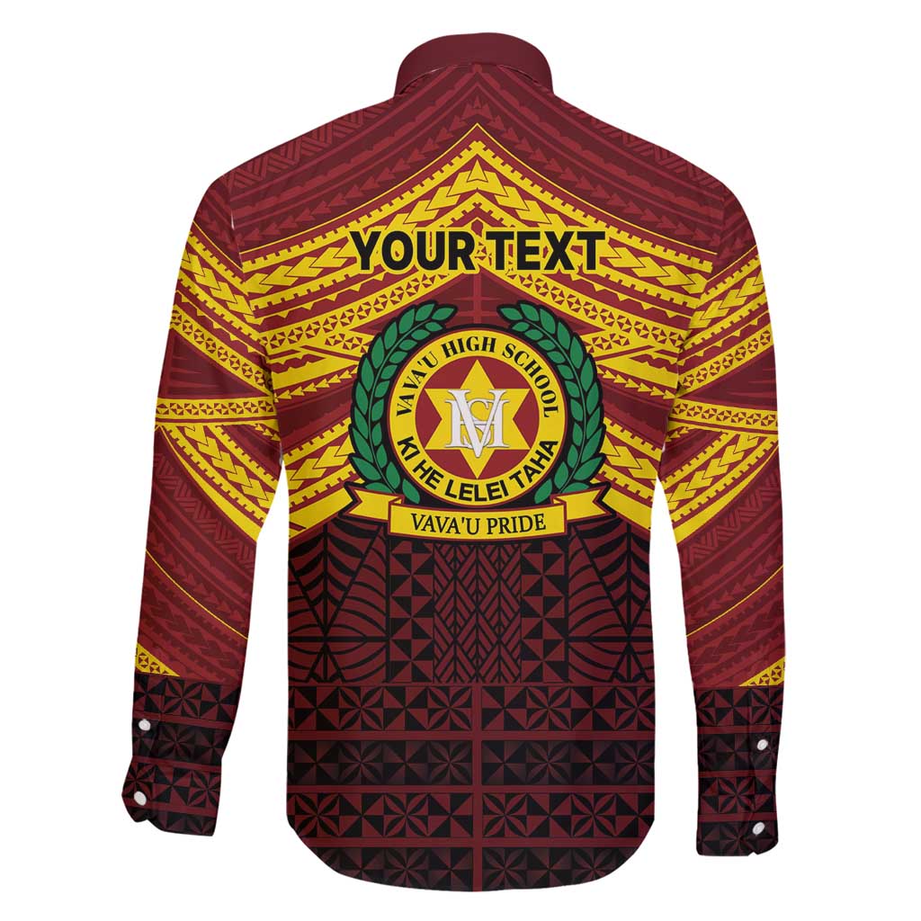 Personalised Tonga Vava'u High School Family Matching Long Sleeve Bodycon Dress and Hawaiian Shirt Polynesian Ngatu Tribal